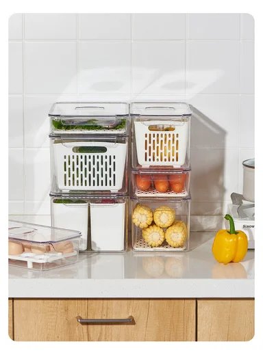 4-Compartment Refrigerator Storage Organizer Box (W21 x D30 x H15.5)cm - Off White