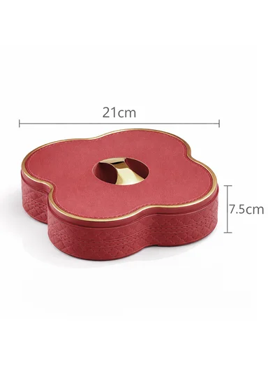 5-Compartment Flower-Shape Serving Box With Lid 473-780 (W24 × D24 × H7.5)cm - Bordeaux