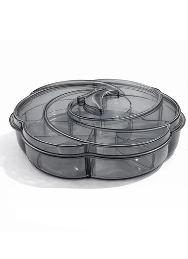 7-Compartment Round Shape Serving Box With Lid 473-6883 (D30 × H10)cm - Orange 