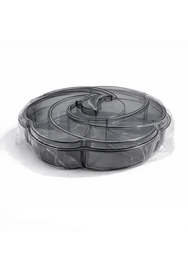 7-Compartment Round Shape Serving Box With Lid 473-6883 (D30 × H10)cm - Orange 