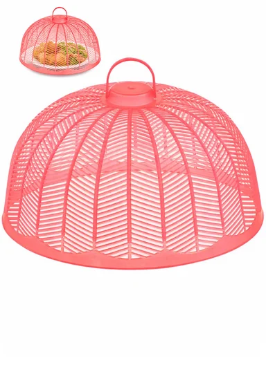 Plastic Food Cover Round With Handle (D36 x H22)cm - Coral Pink