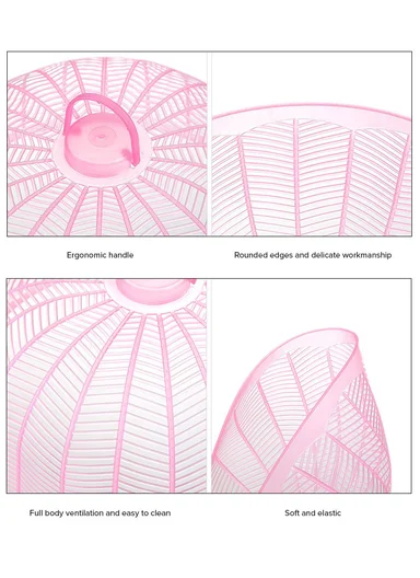 Plastic Food Cover Round With Handle (D36 x H22)cm - Coral Pink