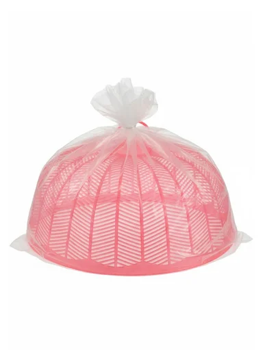 Plastic Food Cover Round With Handle (D33 x H17)cm - Coral Pink