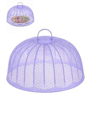 Plastic Food Cover Round With Handle (D26 x H14)cm - Purple