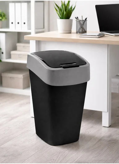 25L Modern Plastic Waste Bin With Swing Lid 507-2087 - Black
