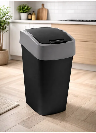 25L Modern Plastic Waste Bin With Swing Lid 507-2087 - Black