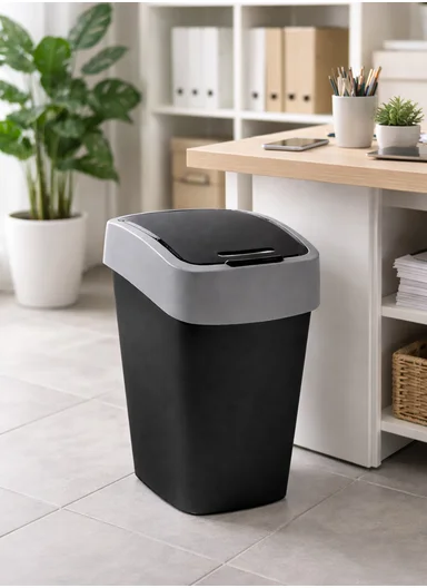 25L Modern Plastic Waste Bin With Swing Lid 507-2087 - Black