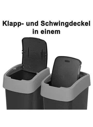 25L Modern Plastic Waste Bin With Swing Lid 507-2087 - Black