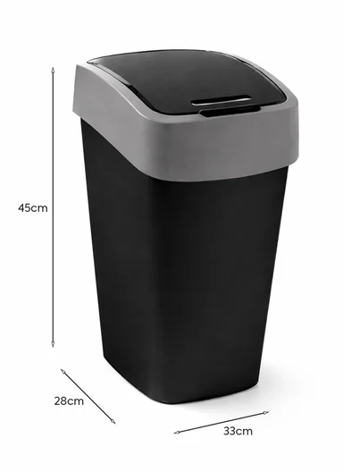 25L Modern Plastic Waste Bin With Swing Lid 507-2087 - Black