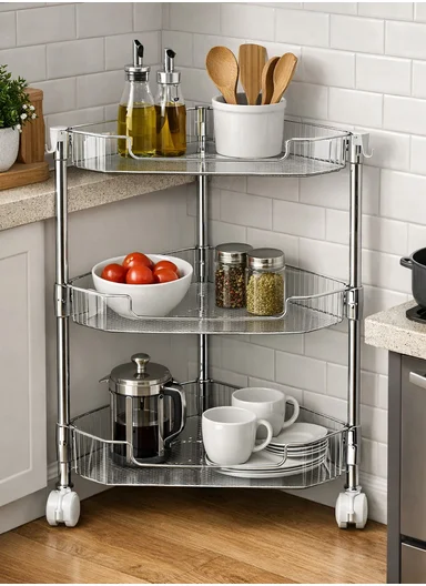 3-Layers Clear Rolling Storage Cart, Durable Multi-Use Organizer (W43 x D28 x H62)cm - Transparent