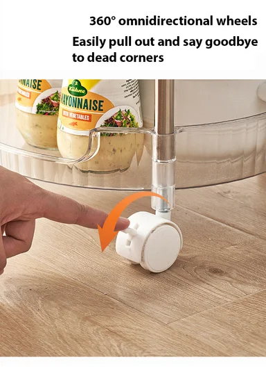 3-Layer Rolling Storage Rack with Wheels, Clear Multi-Purpose Organizer Cart (W33.5 x H62)cm - Transparent