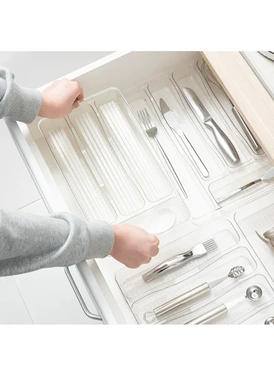 6 Compartments Kitchen Cutlery Organizer With Gold Edges (W38 x D31.5 x H4.5)cm 