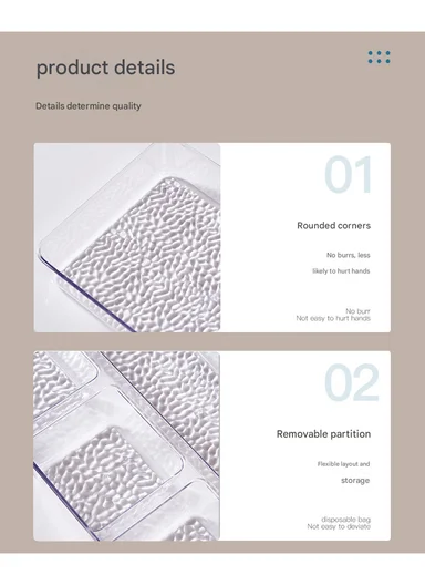 4 Sections Serving Tray Box With Gold Edges (W38.5 x  D20 x H5)cm