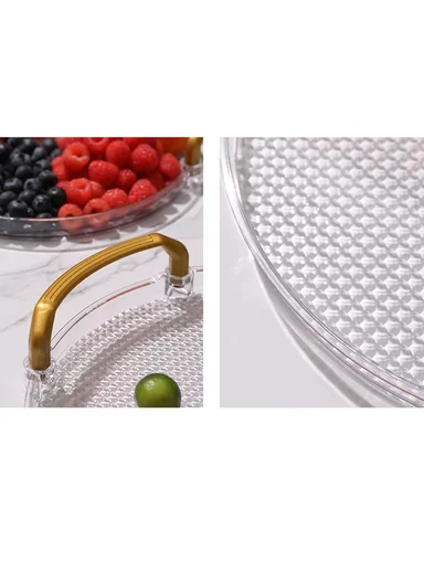 Multipurpose Rectangular Serving Tray with Gold Handles (W23 x D21 x H5)cm