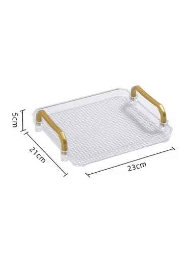Multipurpose Rectangular Serving Tray with Gold Handles (W23 x D21 x H5)cm