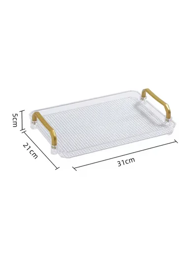 Multipurpose Rectangular Serving Tray with Gold Handles (W31 x D21 x H5)cm