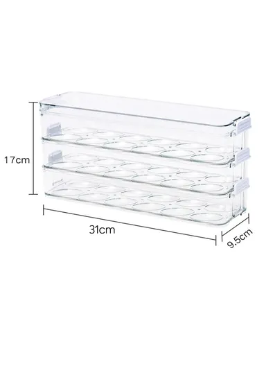Refrigerator Egg Storage Box with Lockable Lid (W31 x D9.5 x H17)cm - Transparent