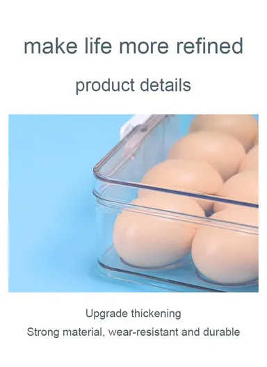 Refrigerator Egg Storage Box with Lockable Lid (W31 x D9.5 x H17)cm - Transparent