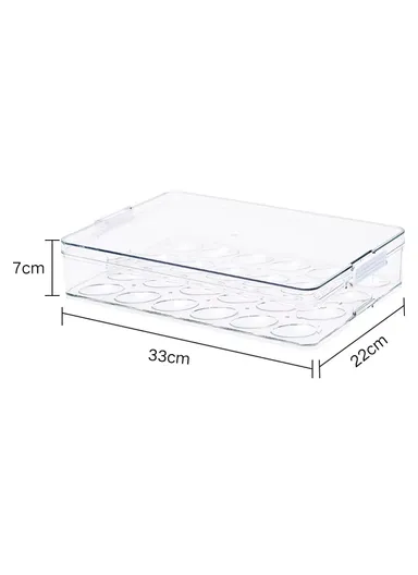 Refrigerator Egg Storage Box with Lockable Lid (W33 x D22 x H7)cm - Transparent