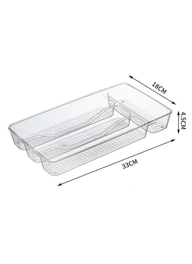 4 Compartments Kitchen Cutlery Organizer (W33 x D18 x H4.5)cm - Transparent