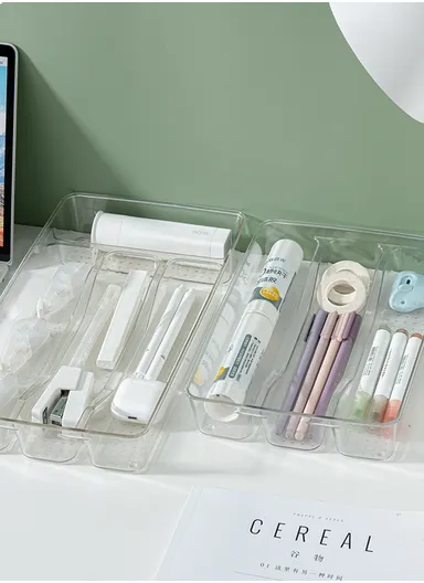 4 Compartments Kitchen Cutlery Organizer (W33 x D18 x H4.5)cm - Transparent