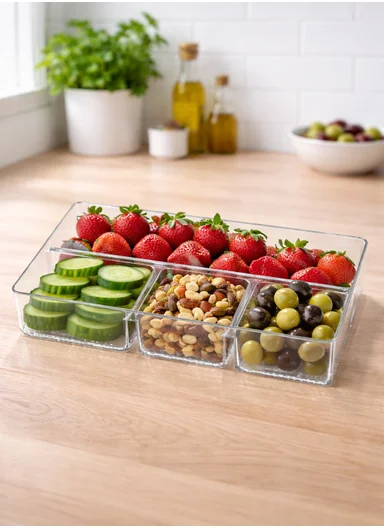 4 Sections Serving Tray Box With Clear Design (W38.5 x  D20 x H5)cm A-9567 