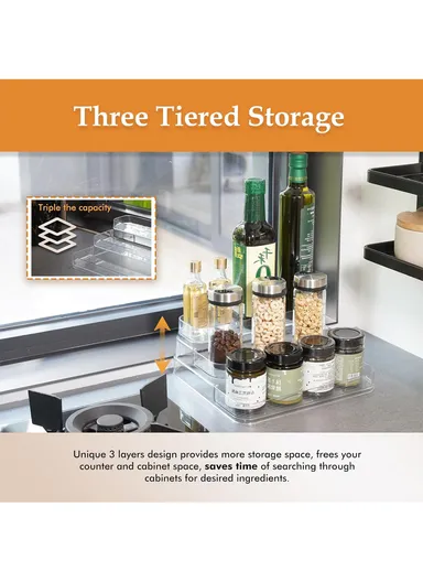 2 Tiers Acrylic Multipurpose Storage Organizer (W26.5 x D20 x H6.5)cm