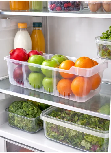 Multi-Functional Refrigerator Storage Box with Removable Dividers 517-A-9301  (W32 x D15 x H10)cm – Transparent 