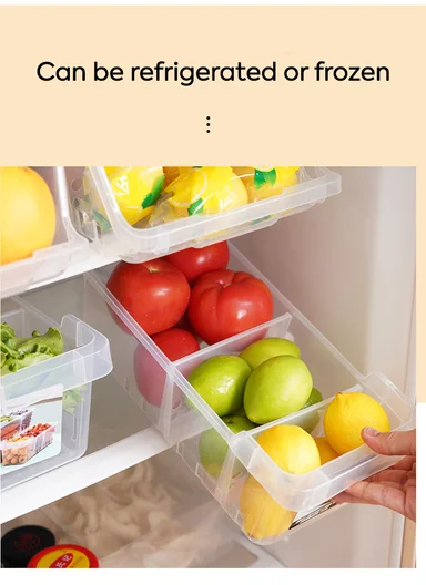 Multi-Functional Refrigerator Storage Box with Removable Dividers 517-A-9301  (W32 x D15 x H10)cm – Transparent 