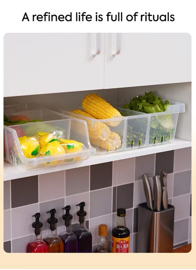 Multi-Functional Refrigerator Storage Box with Removable Dividers 517-A-9301  (W32 x D15 x H10)cm – Transparent 