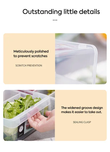 Multi-Functional Refrigerator Storage Box with Removable Dividers 517-A-9301  (W32 x D15 x H10)cm – Transparent 