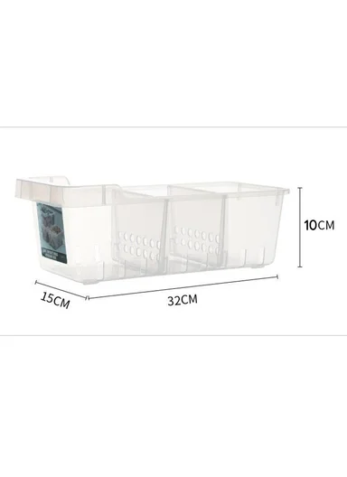 Multi-Functional Refrigerator Storage Box with Removable Dividers 517-A-9301  (W32 x D15 x H10)cm – Transparent 