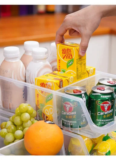 Multi-Functional Refrigerator Storage Box with Removable Dividers 517-A-9301  (W32 x D15 x H10)cm – Transparent 