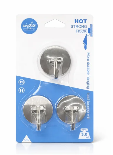 3-Piece 3Kg Max Load Stainless Steel Adhesive Round Hook Set 591-1604