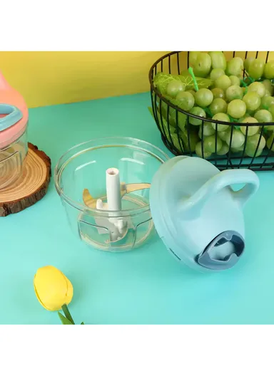 0.7L Manual Pull Food Chopper With Carry Handle &amp; Stainless Steel Blades XMD-C35 (D10 x H15)cm - Pink