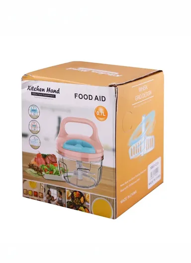 0.7L Manual Pull Food Chopper With Carry Handle &amp; Stainless Steel Blades XMD-C35 (D10 x H15)cm - Pink