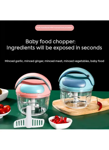 0.7L Manual Pull Food Chopper With Carry Handle &amp; Stainless Steel Blades XMD-C36 (D10 x H15)cm - Pink