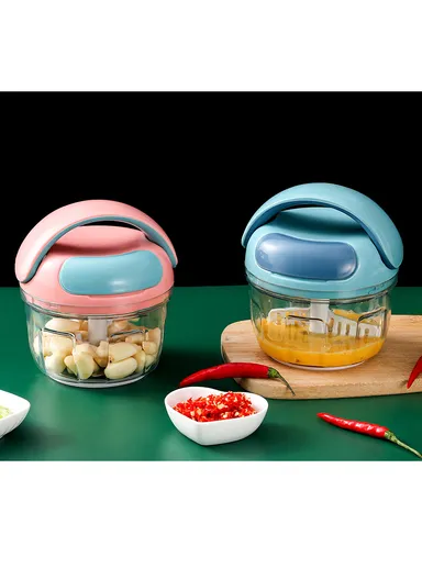 0.7L Manual Pull Food Chopper With Carry Handle &amp; Stainless Steel Blades XMD-C36 (D10 x H15)cm - Pink
