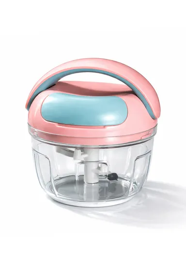 0.7L Manual Pull Food Chopper With Carry Handle &amp; Stainless Steel Blades XMD-C36 (D10 x H15)cm - Pink