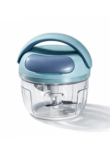 0.7L Manual Pull Food Chopper With Carry Handle &amp; Stainless Steel Blades XMD-C36 (D10 x H15)cm - Blue