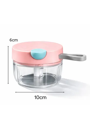 180ML Manual Pull Food Chopper With Carry Handle &amp; Stainless Steel Blades XMD-C37 (D10 x H6)cm - Pink