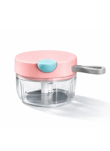 180ML Manual Pull Food Chopper With Carry Handle &amp; Stainless Steel Blades XMD-C37 (D10 x H6)cm - Pink