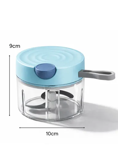 380ML Manual Pull Food Chopper With Carry Handle &amp; Stainless Steel Blades XMD-C38 (D10 x H9)cm - Blue