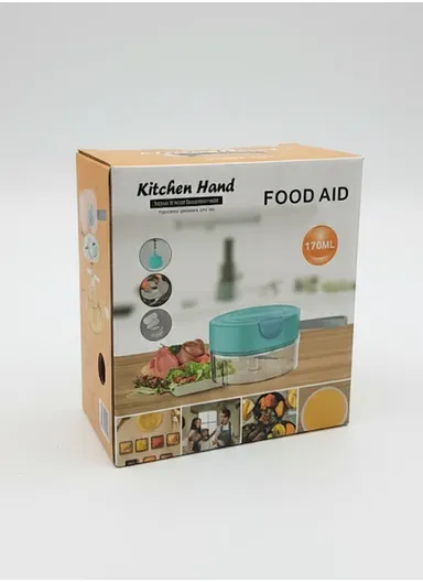 380ML Manual Pull Food Chopper With Carry Handle &amp; Stainless Steel Blades XMD-C38 (D10 x H9)cm - Blue