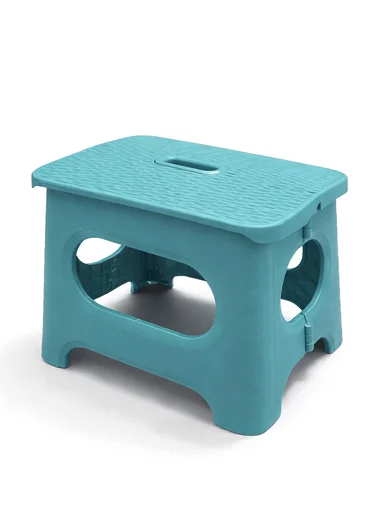 Portable Folding Plastic Stool with Carry Handle (L24 × W17 × H23)cm 693-XMD-016 – Blue