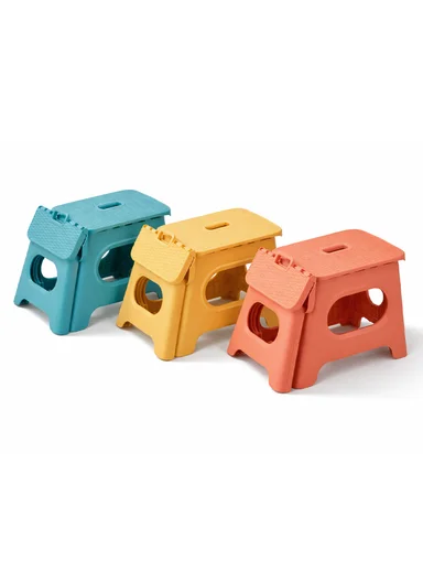 Portable Folding Plastic Stool with Carry Handle (L24 × W17 × H23)cm 693-XMD-016 – Blue