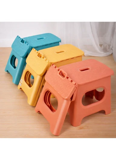 Portable Folding Plastic Stool with Carry Handle (L24 × W17 × H23)cm 693-XMD-016 – Blue