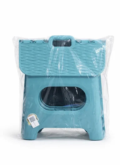 Portable Folding Plastic Stool with Carry Handle (L24 × W17 × H23)cm 693-XMD-016 – Blue