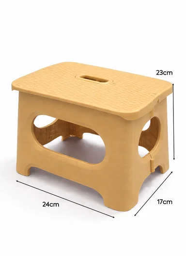 Portable Folding Plastic Stool with Carry Handle (L24 × W17 × H23)cm 693-XMD-016 – Yellow