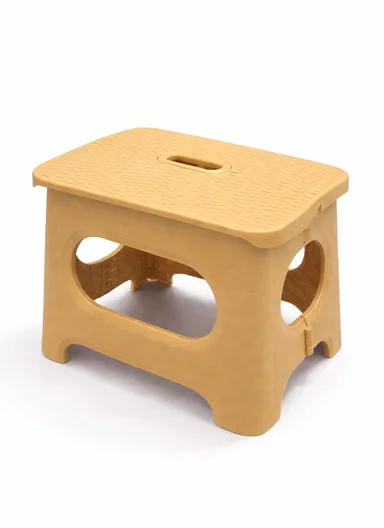 Portable Folding Plastic Stool with Carry Handle (L24 × W17 × H23)cm 693-XMD-016 – Yellow